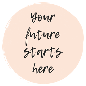 Circular badge reading "your future starts here"