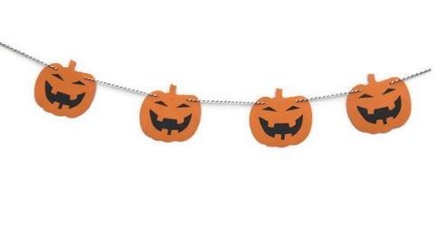 Jack-o-lanterns with string running through them