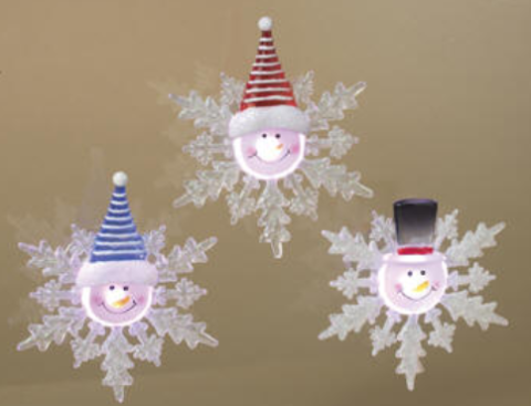 Photo of three snowflake ornaments