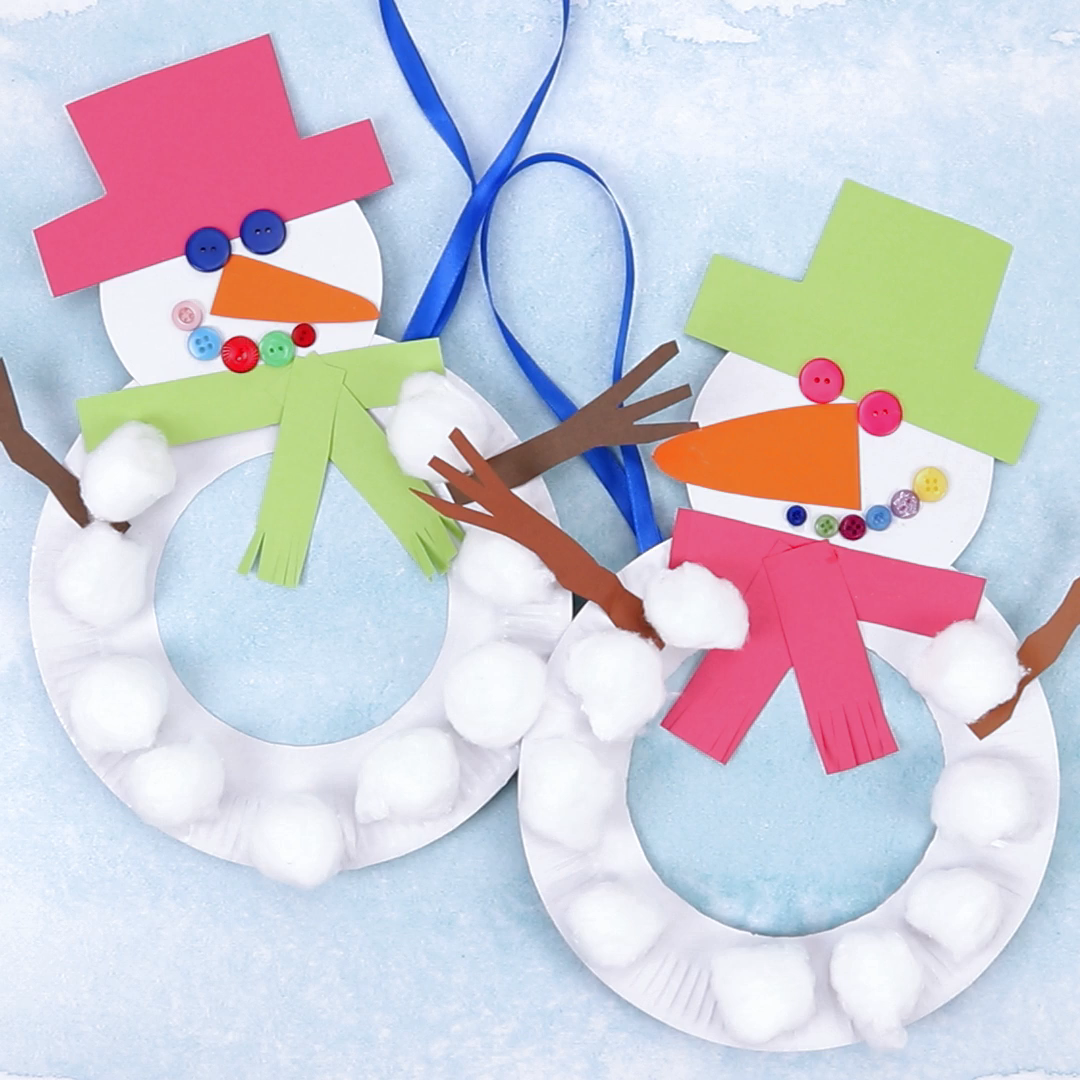 Paper Plate Snowman Wreath