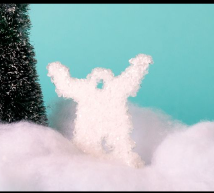 A crystal yeti set against a blue background