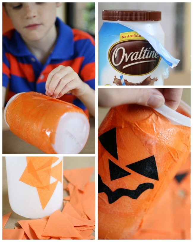 Image of a child making the pumpkin nightlight