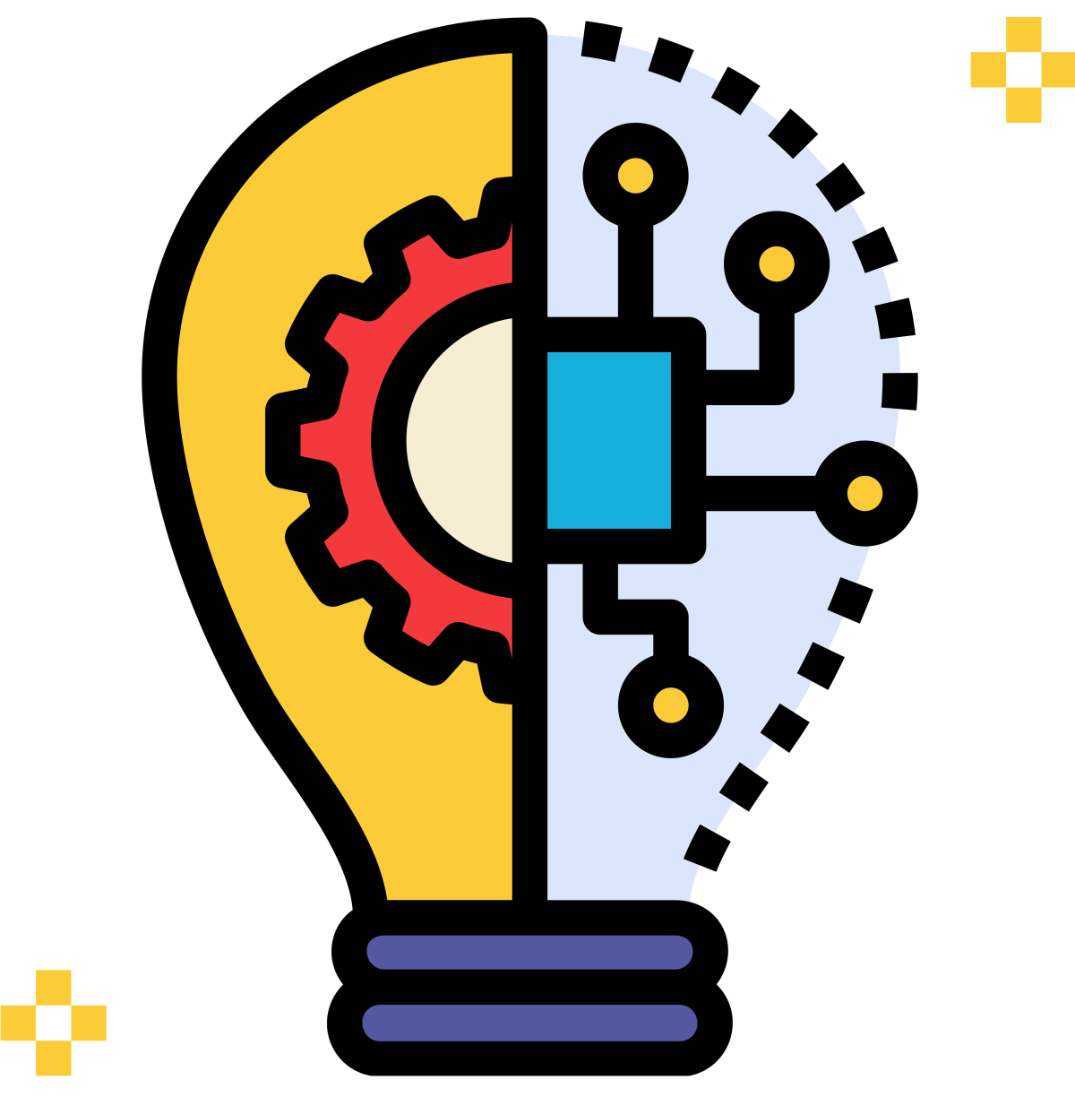 lightbulb with gear and circuit