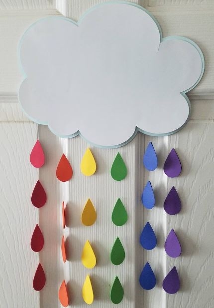 cloud and rainbow raindrops