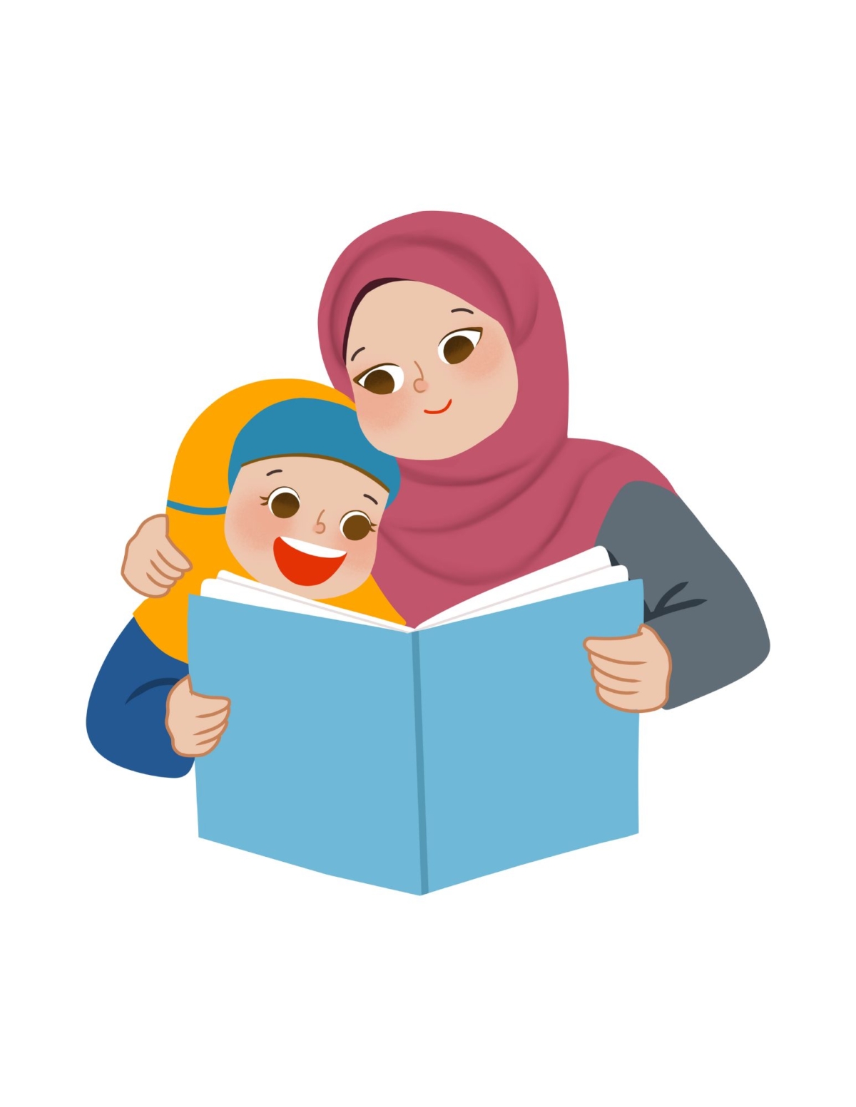 Mother and child reading a book together